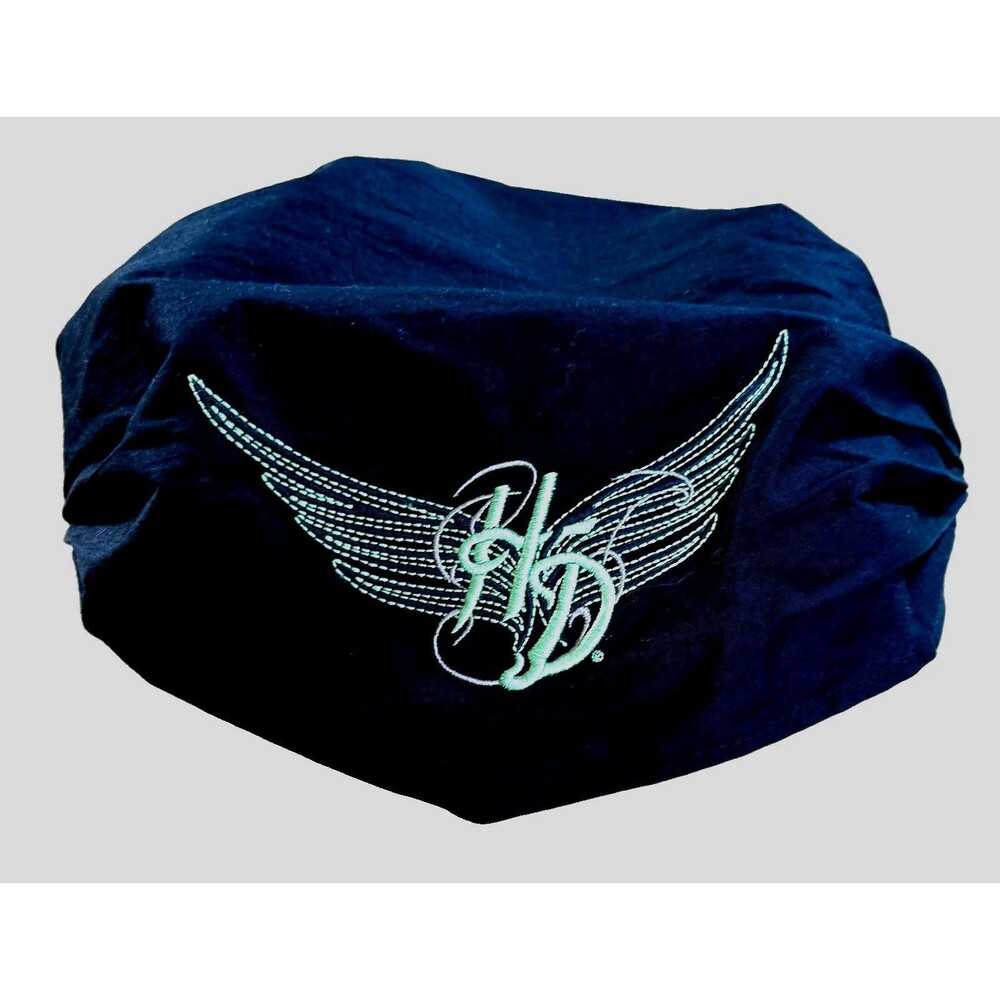 Harley Davidson Y2K Black Embroidered Winged Headband Headwrap OS